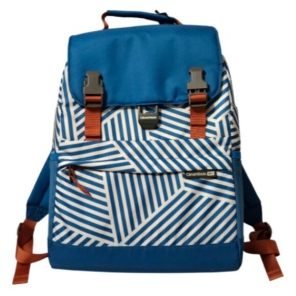 CleverMade Insulated 18 Can Leakproof Blue Stripe Cooler Backpack  - NWT - Picture 1 of 11
